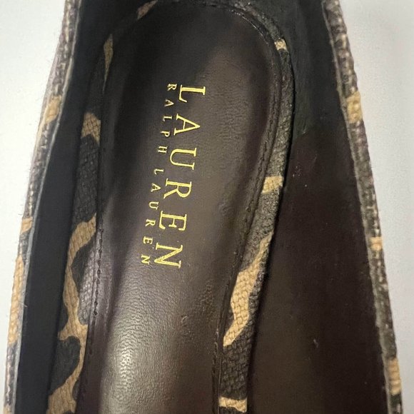 Lauren Ralph Lauren Open Toe Sandals Women 8B Animal Print Slip On Brown - Picture 3 of 7